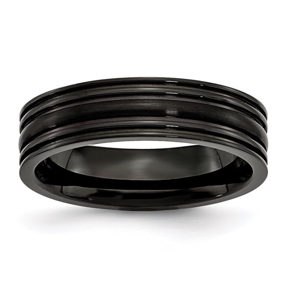 Chisel Titanium Grooved Black 6mm Band