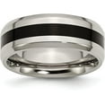 thumbnail image 1 of Chisel Titanium Polished Black Enamel 8.2mm Beveled Edge Band - Ring Size 10.5, 1 of 8