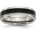 thumbnail image 1 of Chisel Titanium Polished Black Enamel Braid Design 6.2mm Ridged Edge Band - Ring Size 7.0, 1 of 8