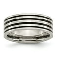 thumbnail image 1 of Chisel Titanium Polished Black Enamel Striped 8mm Flat Band, 1 of 6