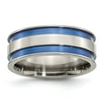 thumbnail image 1 of Chisel Titanium Polished Blue Anodized 8.5mm Double Grooved Band, 1 of 6