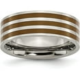 thumbnail image 1 of Chisel Titanium Polished Brown Enamel Striped 8.2mm Flat Band - Ring Size 12.5, 1 of 8