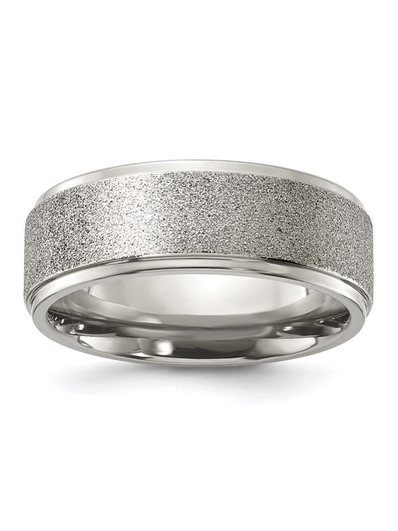 Titanium Polished Laser-cut Center 8mm Band