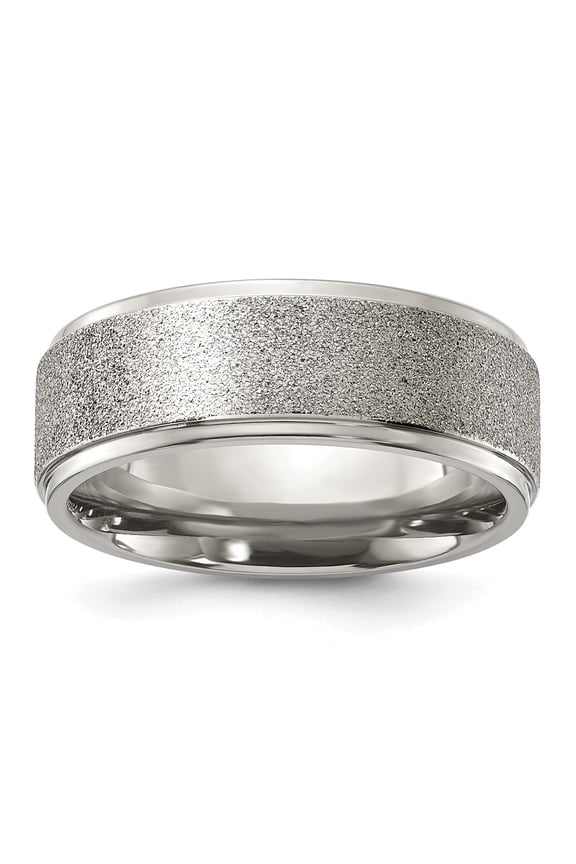 Titanium Polished Laser-cut Center 8mm Band