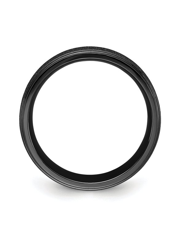 Titanium Polished Laser-cut Center Black IP-plated 8mm Band