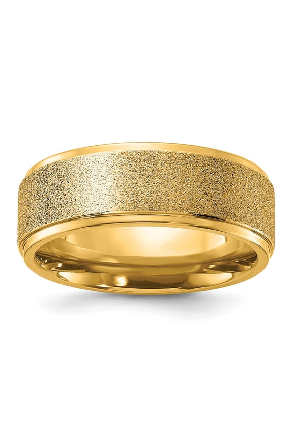 Titanium Polished Laser-cut Center Yellow IP-plated 8mm Band