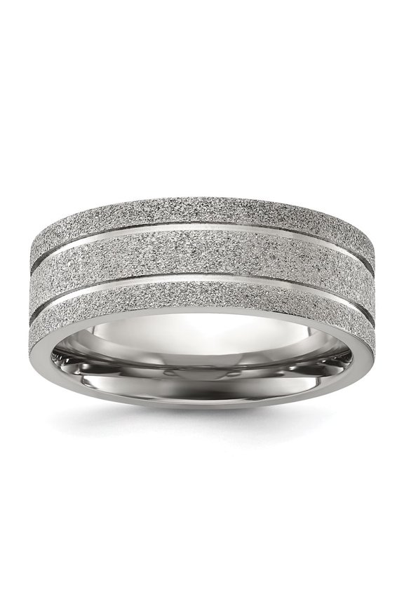 Titanium Polished Laser-cut Grooved 8mm Band