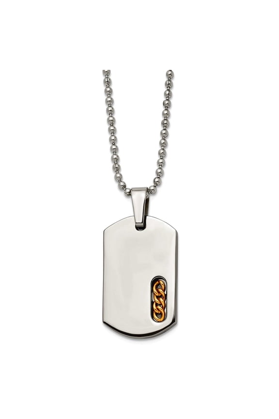 Titanium 24k Gold Plated Polished Fancy Lobster Closure Necklace 22 Inch 16mm Wide Pendant Necklace for Women