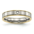 thumbnail image 1 of Chisel Titanium Polished Yellow IP-plated with CZ 5mm Grooved Comfort Fit Band, 1 of 8
