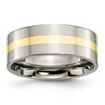 thumbnail image 1 of Chisel Titanium Polished with 14k Gold Inlay 8mm Flat Band, 1 of 7