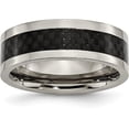 thumbnail image 1 of Chisel Titanium Polished with Black Carbon Fiber Inlay 8.2mm Band - Ring Size 10.0-4.6gm, 1 of 8