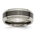 thumbnail image 1 of Chisel Titanium Polished with Black Ceramic Center 8mm Beveled Band, 1 of 7