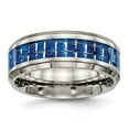 thumbnail image 1 of Chisel Titanium Polished with Blue and White Carbon Fiber Inlay 8mm Band, 1 of 7