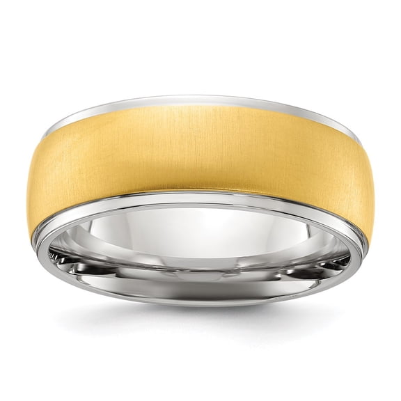 Chisel Titanium Polished with Brushed Yellow IP-plated Center 8mm Band