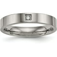 thumbnail image 1 of Chisel Titanium Polished with CZ 4.2mm Flat Comfort Fit Band - Ring Size 7.5, 1 of 8