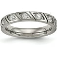 thumbnail image 1 of Chisel Titanium Polished with CZ 4.2mm Grooved Band - Ring Size 8.0, 1 of 8