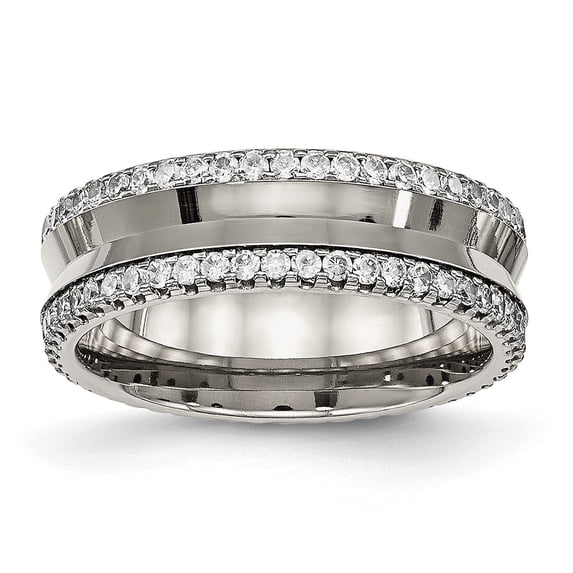 Chisel Titanium Polished with CZ 6.5mm Concave Band