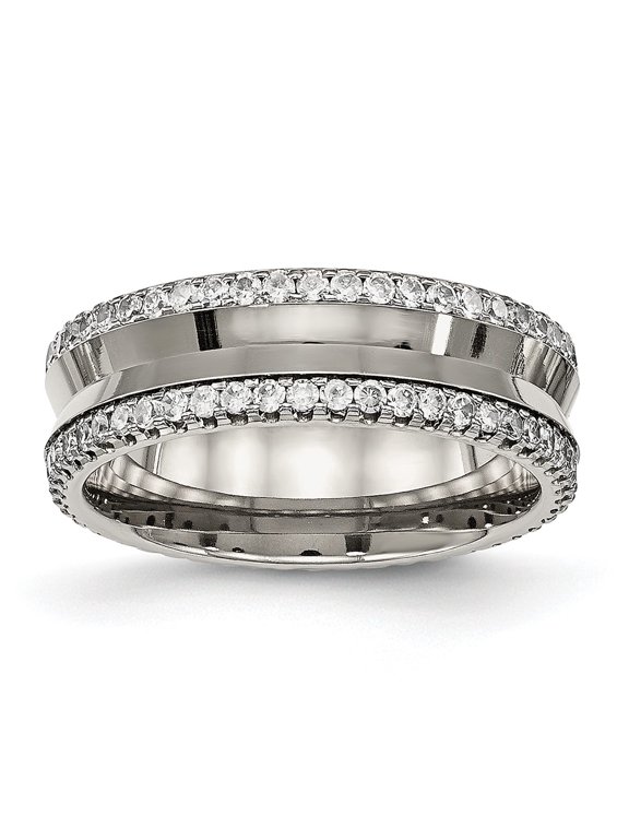 Chisel Titanium Polished with CZ 6.5mm Concave Band