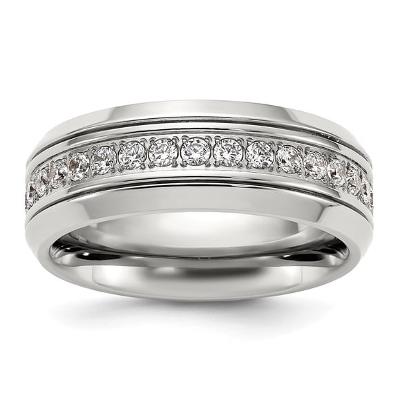 Chisel Titanium Polished with CZ 8mm Band