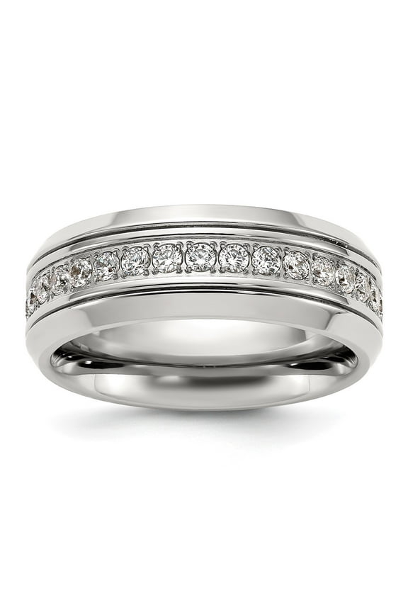 Titanium Polished with CZ 8mm Band
