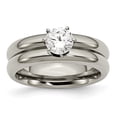 thumbnail image 1 of Chisel  Titanium Polished with CZ Ring, 1 of 8