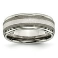 thumbnail image 1 of Chisel Titanium Polished with Sterling Silver Inlay Stone Finish Center Grooved Band, 1 of 7