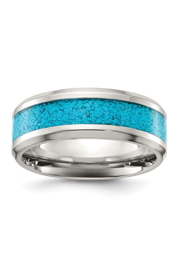 Titanium Polished with Turquoise Inlay 8mm Band