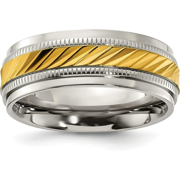 Titanium Polished Yellow IP selling Plated Men's band.