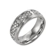 thumbnail image 1 of Chisel Titanium Brushed and Polished Celtic Laser Design 8mm Ridged Edge Band TB11B, 1 of 7