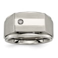 thumbnail image 1 of Chisel Titanium Satin and Polished 1/20 Carat Diamond Signet Band, 1 of 8