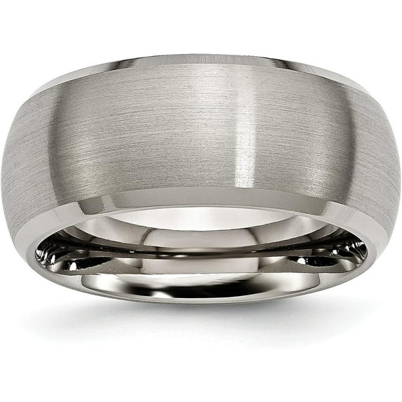 Chisel Titanium Satin and Polished 10.2mm Beveled Edge Band - Ring Size 10.0