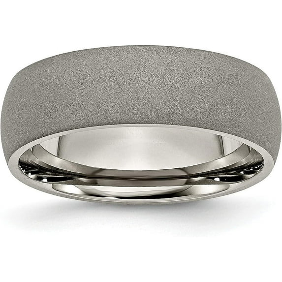 Chisel Titanium Stone Finish 7.2mm Half Round Band - Ring Size 13.0