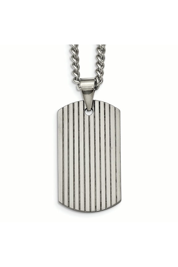 Chisel Tungsten Polished Dog Tag Necklace