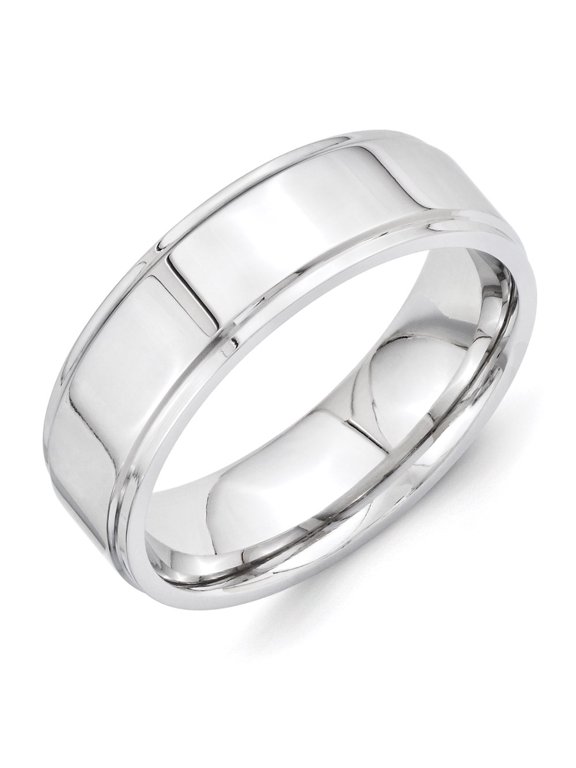 Chisel Vitalium Polished 7mm Ridged Edge Flat Band