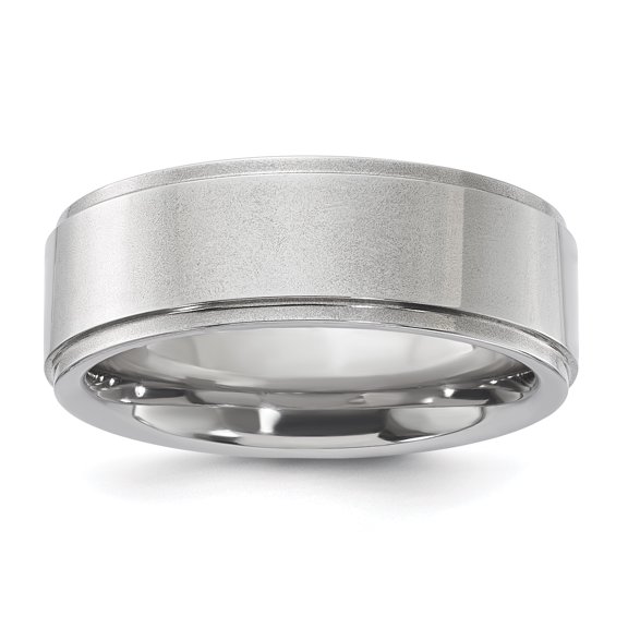 Chisel Vitalium Polished Ridged Edge Flat 8mm Band