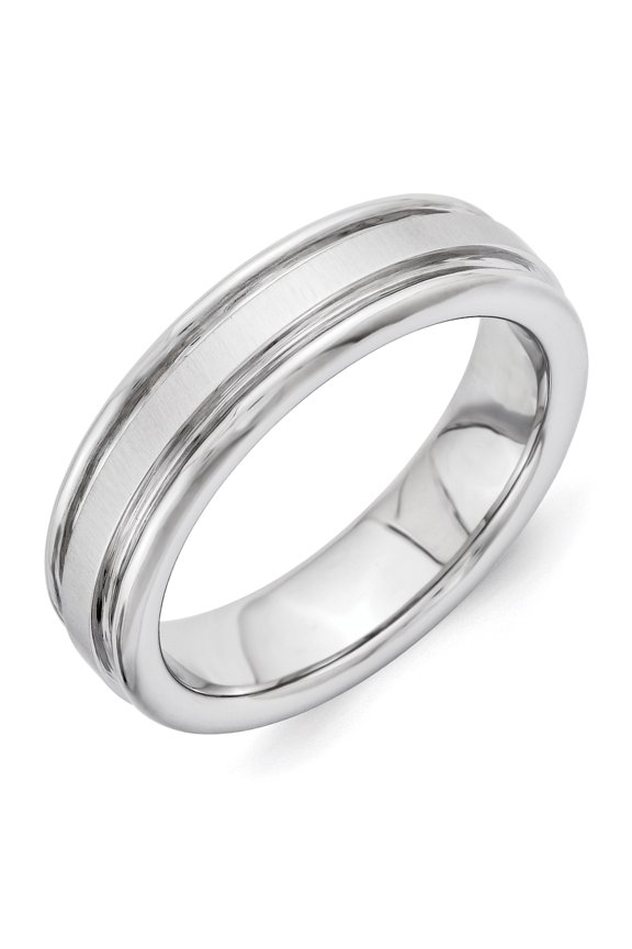 Chisel Vitalium Satin Finish Center Rounded Edge 6mm Band