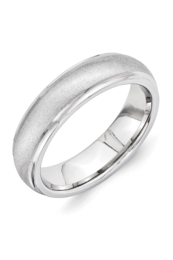 Chisel Vitalium Stone Finish Center Grooved Polished Edge 6mm Band