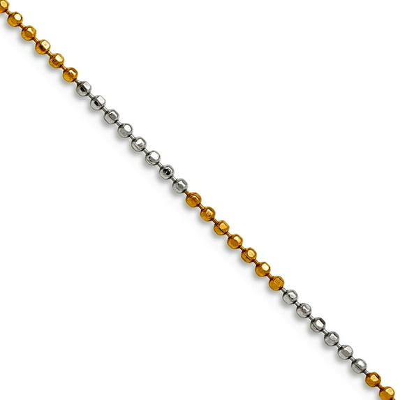 White Yellow Rhodium Brass Polished Spring-Ring 1.50mm plated Ball Necklace 16 In Pendant Necklace for Women