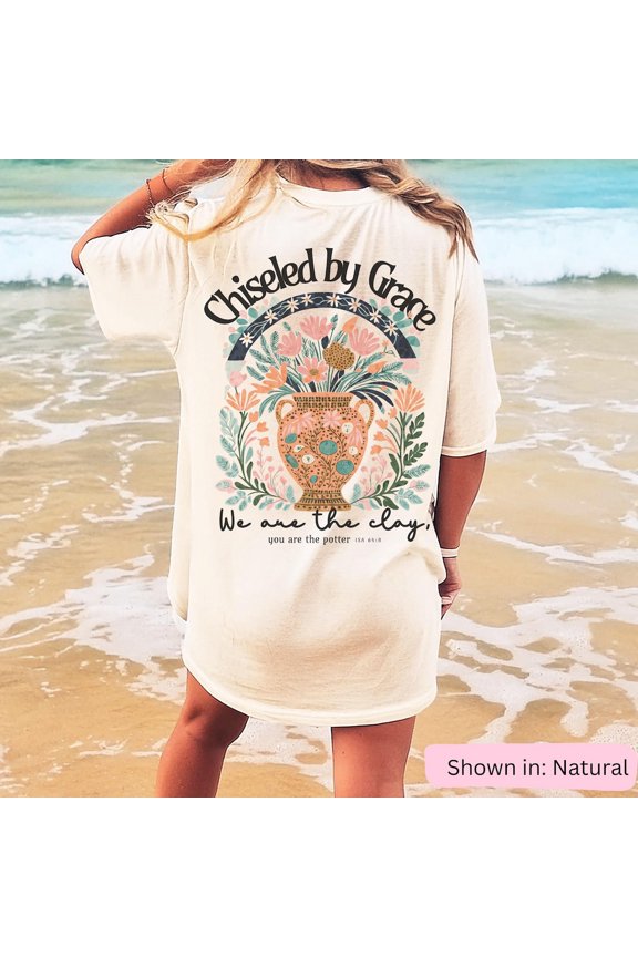 Chiseled by Grace Floral Tee: Christian Apparel
