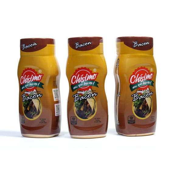Chisimo 3 Pack Bacon Sauce, Bold & Smoky Flavor, Salsa Bacon Ahumada, Perfect for Dipping, Burgers, Sandwiches, and More, Non-GMO, Small Batch, 11.64 oz Each