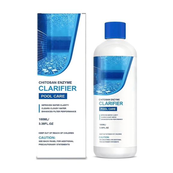 Chitosan Enzyme Pool Water Clarifier 100ML Improves Water Clarity Reduces Cloudiness Enhances Filtration Performance for Pool Maintenance