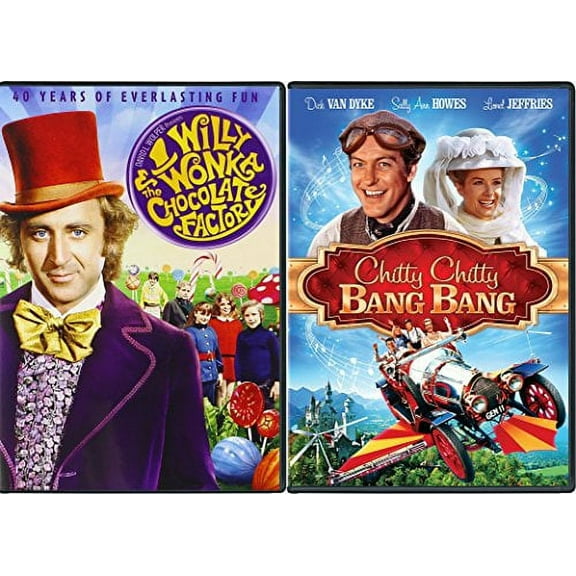 Chitty Chitty Bang Bang & Willy Wonka & the Chocolate Factory Musical DVD Set / Classic Family Movie Bundle Double Feature