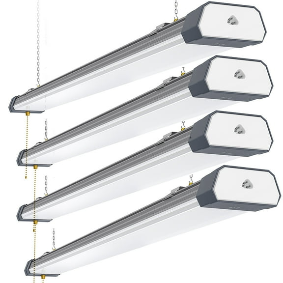 Chiuer Linkable LED Shop Lights 100W 13000LM 5000K 120V AC with On/Off Pull Chain--4 Pack