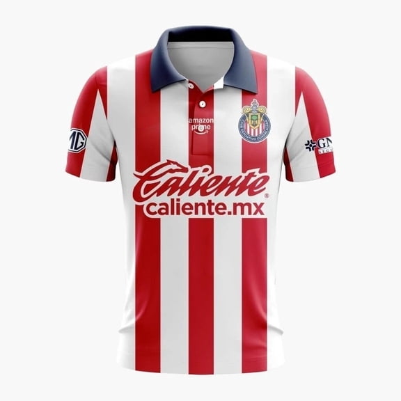 Chivas 2026-27 Home Soccer Polo Jersey, All-Over Print, Football Fan Shirt, Unisex Sports Top, Soccer Kit, Match Day Tee, Training Jersey, Soccer Fan Gift,Soccer jersey, Size S-5XL