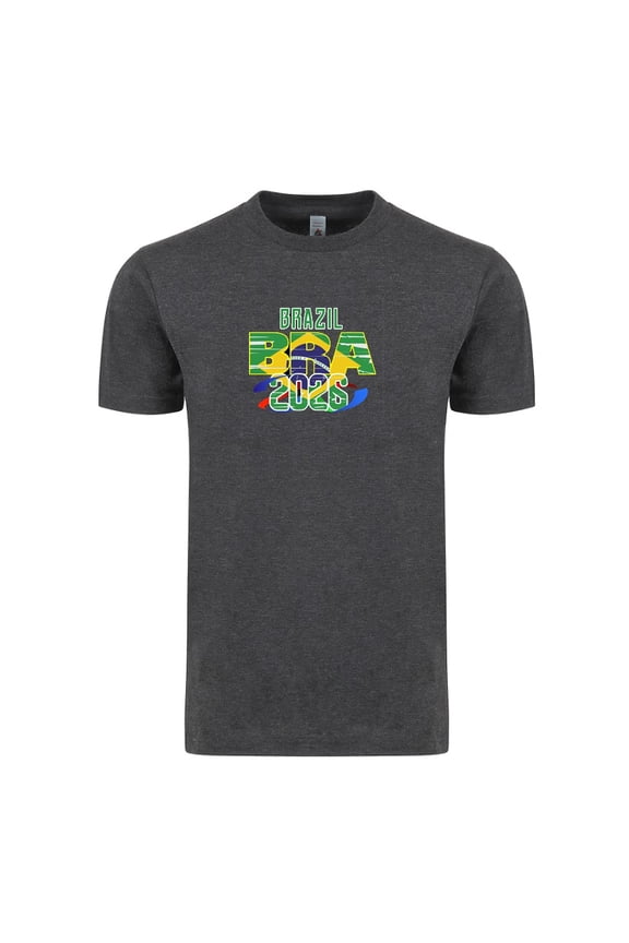 Brazil Soccer Country Flag T-Shirt 2026 – Unisex Adult Football Fan Tee, World Tournament Supporter Shirt - Charcoal - L