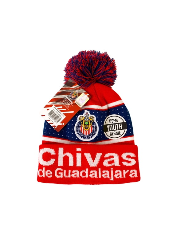 Chivas Beanie for Kids, Licensed Chivas Del Guadalajara Warm Winter Hat Acrylic Knit Cuff Beanie Cap