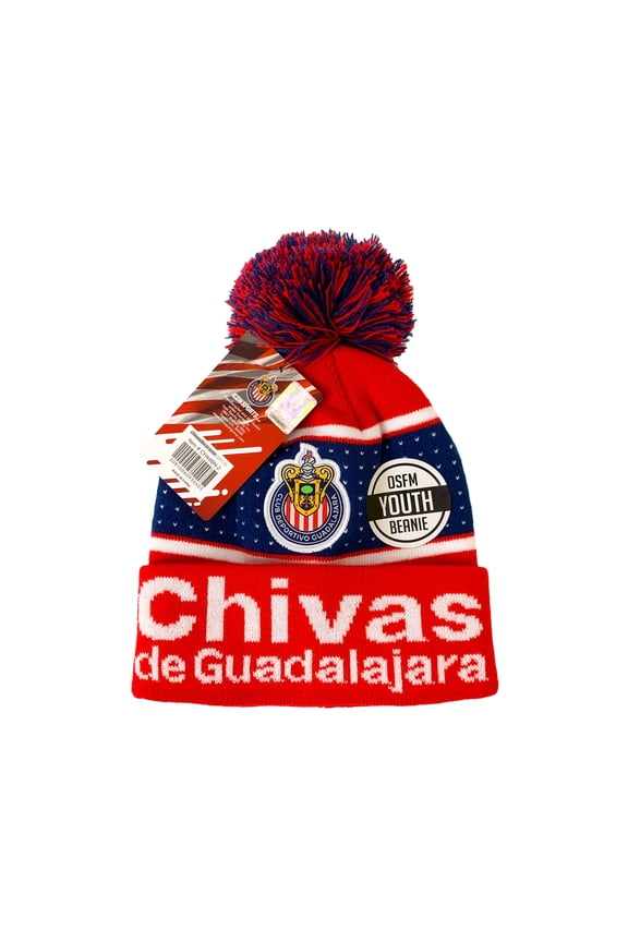 Chivas Beanie for Kids, Licensed Chivas Del Guadalajara Warm Winter Hat Acrylic Knit Cuff Beanie Cap