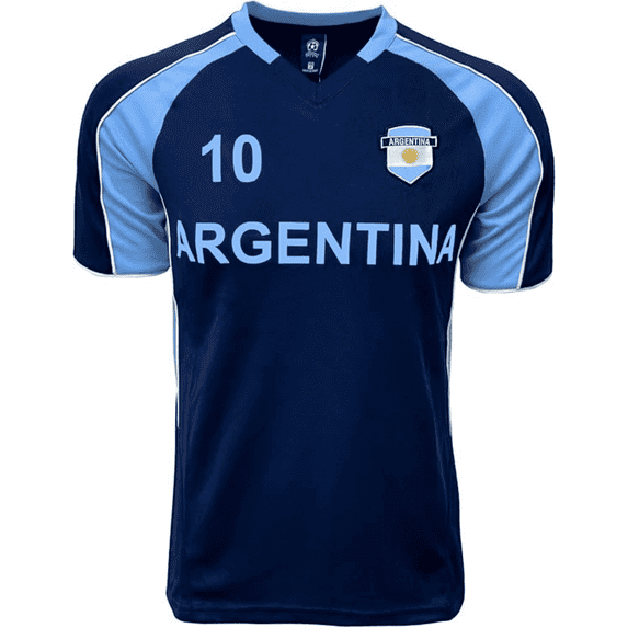 J4K Argentina Flag Soccer Jersey #10, Polyester, Blue, YS-XXL, 1-Pack