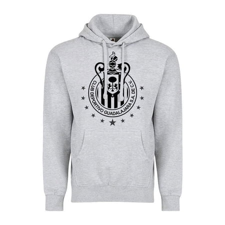 Chivas de Guadalajara Adult Comfort Pullover Hoodie - Soccer Fan Apparel - Grey/Black - Medium