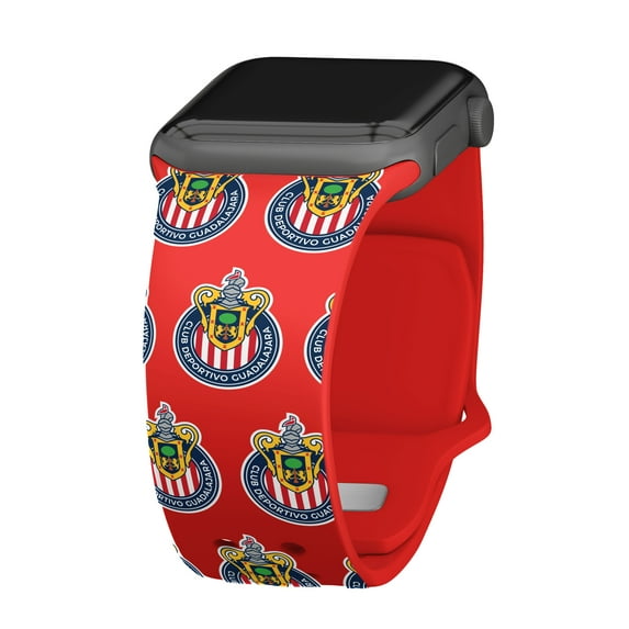 Chivas de Guadalajara HD Repeating Logo Unisex Watch Band for Apple Watch, 38/40/41mm(42mm Series 10) Short by Affinity Bands